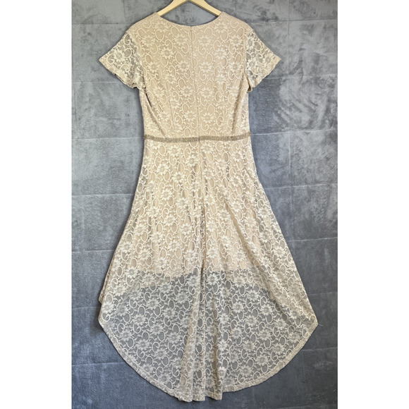 Bbonline Dress Womens XL Tan Lace Maxi Rhinestone Fairy Ethereal Whimsigoth Glam - Picture 2 of 16